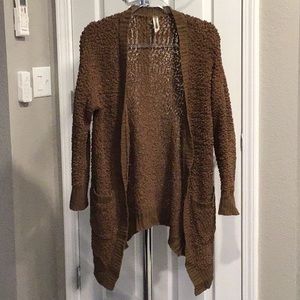 Zenana long cardigan sweater size Lg brown